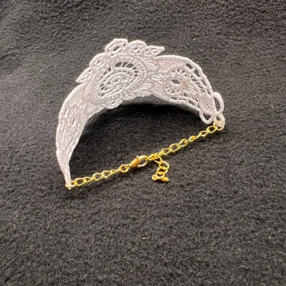 Homemade White Lace Bracelet With Gold Hardware - Picture 6 of 7
